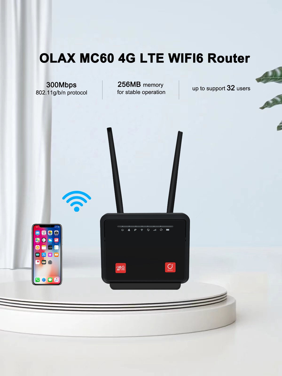 OLAX MC60 4g Router Antennas WiFi Modems g Lte Routers B1/3/7/8/20/28/38/40/41 With Sim Card slot
